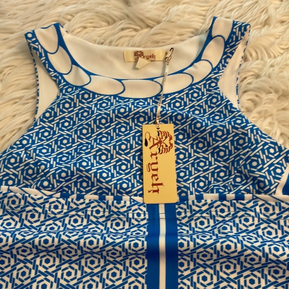 ARYEH Blue and White Sleeveless Dress size M brand new length 35” bust 34” - Picture 9 of 12
